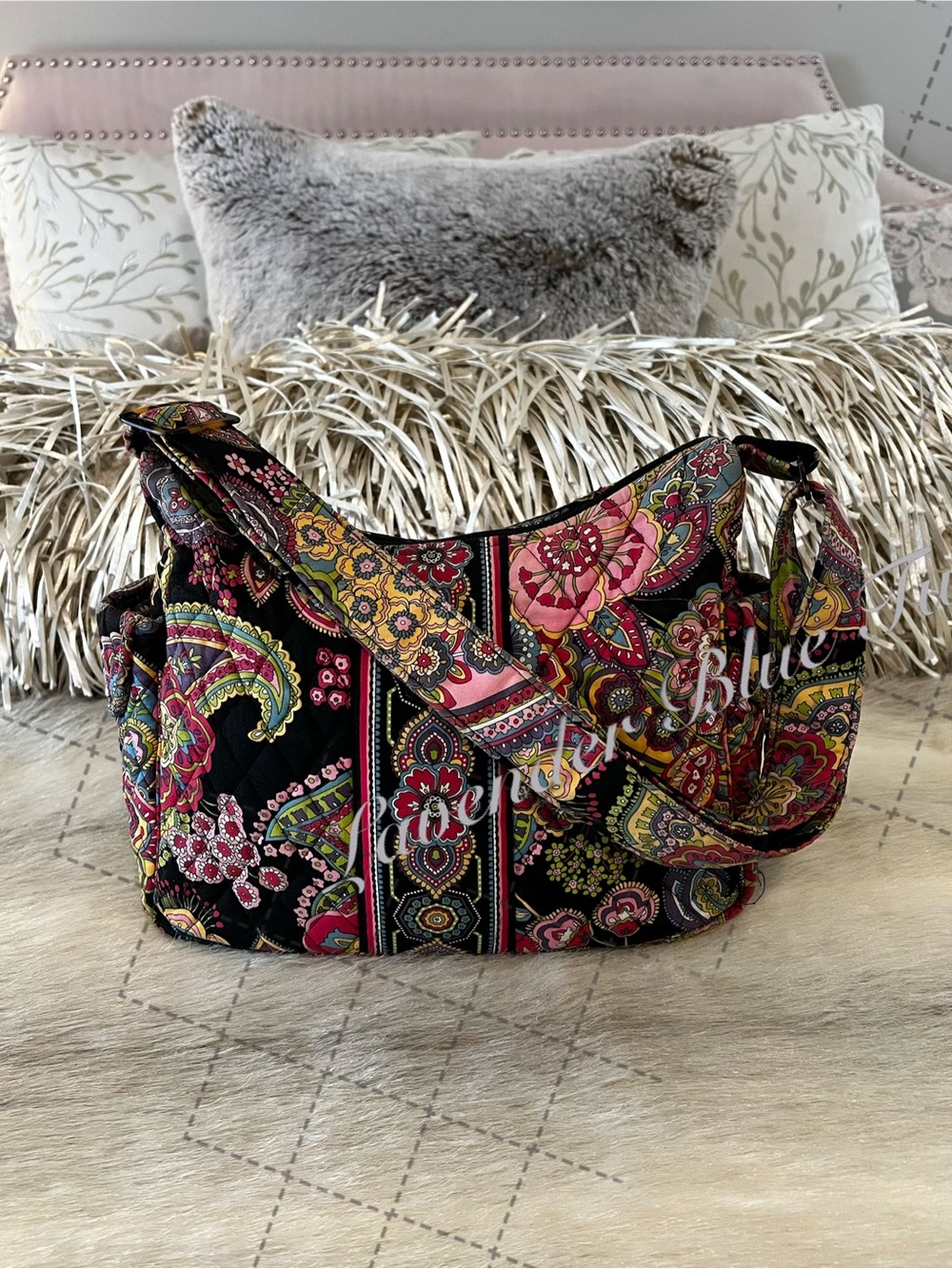 VERA BRADLEY Symphony In Hue 2009 On The Go Crossbody Black Y2K Black Yellow USA